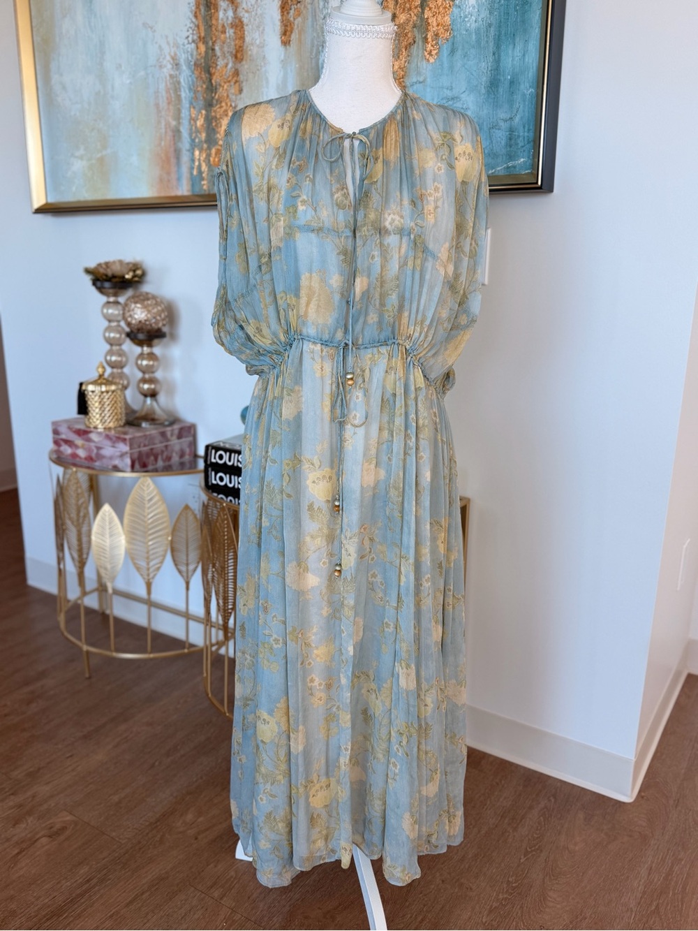 Floral Maxi Dress in Blue, green and yellow